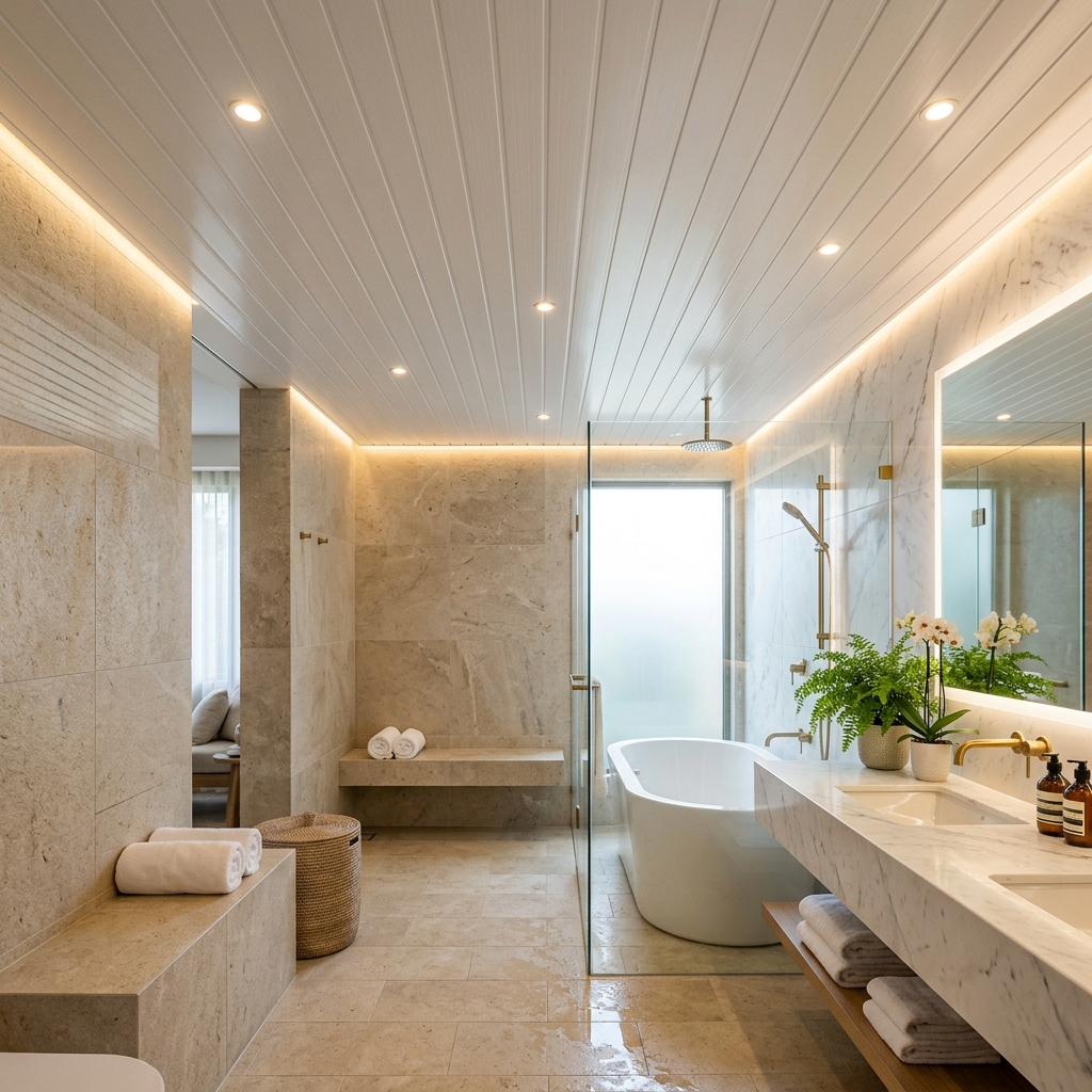 Banyo ve spa için suya dayanıklı PVC tavan